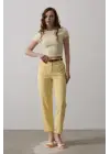 Kemerli Havuç Pantolon - Sarı