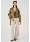 Kemerli Kısa Trençkot 5970 - Haki