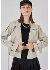 Kemerli Kısa Trençkot 5970 - Taş