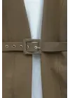 Kemerli Pantolonlu Kimono Takım    -Açık Kahverengi