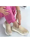Omarı Hafif ve Rahat Bej Cilt Spor Ayakkabı