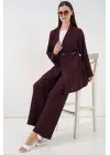 Kimono Pantolon İkili Takım 30078 - Bordo
