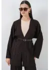 Kimono Pantolon İkili Takım 30078 - Kahverengi