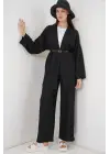 Kimono Pantolon İkili Takım 30078 - Siyah