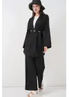 Kimono Pantolon İkili Takım 30078 - Siyah
