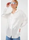 Kırışık Saten Gömlek 20316 - Beyaz