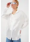 Kırışık Saten Gömlek 20316 - Beyaz
