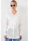 Kırışık Saten Gömlek 20316 - Beyaz