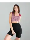 Omarı Kırmızı Çizgili Crop Top