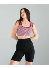 Çarpıcı Çizgili Crop Bluz