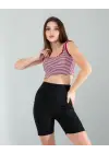 Omarı Kırmızı Çizgili Crop Top