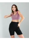 Çarpıcı Çizgili Crop Bluz