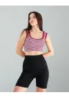Omarı Kırmızı Çizgili Crop Top