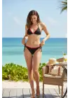 Kırmızı Dantel Detaylı Siyah Bikini Takımı – Ayarlanabilir İpli, İçten Şardonlu, Kadın Mayo