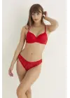Kırmızı Destekli Slip Külotlu Dantelli Sütyen Takımı 4007