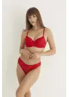 Kırmızı Destekli Slip Külotlu Dantelli Sütyen Takımı 4007
