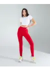 Omarı Kırmızı Push Up Toparlayıcı Spor Tayt