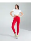 Omarı Kırmızı Push Up Toparlayıcı Spor Tayt