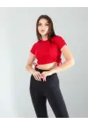 Omarı Şık Kırmızı Crop Üst