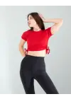 Omarı Şık Kırmızı Crop Üst