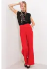 Kırmızı Yüksek Bel Palazzo Pantolon 6646