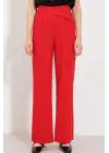 Kırmızı Yüksek Bel Palazzo Pantolon 6646