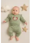 Kirpi Nakışlı % 100 Pamuk 2li Kız Bebek Takım