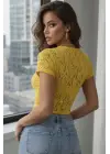 Kısa Dantel Bluz 987 - Sarı