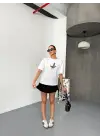 Kısa Kol Baskılı T-shirt - Beyaz