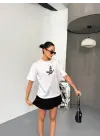 Kısa Kol Baskılı T-shirt - Beyaz