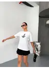 Kısa Kol Baskılı T-shirt - Beyaz