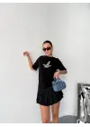 Kısa Kol Baskılı T-shirt - Siyah