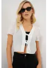 Kısa Kol Crop Bluz 958 - Beyaz