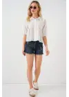 Kısa Kol Crop Gömlek 20335 - Beyaz