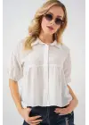 Kısa Kol Crop Gömlek 20335 - Beyaz