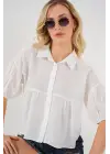 Kısa Kol Crop Gömlek 20335 - Beyaz
