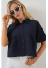 Kısa Kol Crop Gömlek 20335 - Lacivert