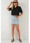 Kısa Kol Crop Gömlek 20341 - Siyah