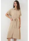 Kısa Kol Elbise 2214 - Bej
