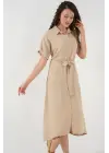 Kısa Kol Elbise 2214 - Bej