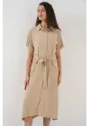Kısa Kol Elbise 2214 - Bej
