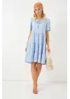 Kısa Kol Kısa Elbise 2554 - Mavi
