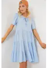 Kısa Kol Kısa Elbise 2554 - Mavi