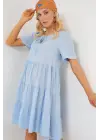 Kısa Kol Kısa Elbise 2554 - Mavi