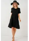 Kısa Kol Kısa Elbise 2554 - Siyah