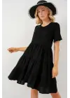 Kısa Kol Kısa Elbise 2554 - Siyah