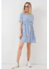 Kısa Kol Mini Ayrobin Elbise 2572 - Mavi