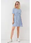 Kısa Kol Mini Ayrobin Elbise 2572 - Mavi