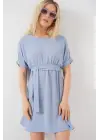 Kısa Kol Mini Ayrobin Elbise 2572 - Mavi