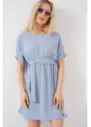 Kısa Kol Mini Ayrobin Elbise 2572 - Mavi